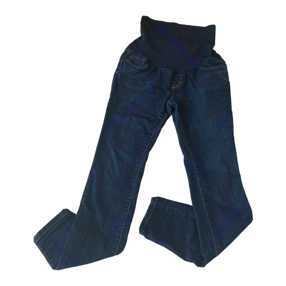 A Pea In The Pod Womens Maternity Dark Blue Denim Skinny Pull On Jeans Size XS - Picture 1 of 8